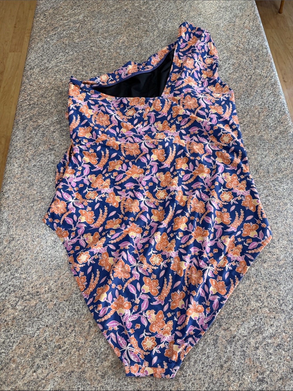 J.Crew Reimagined Floral One-Shoulder One-Piece Swimsuit - Navy & Orange size 16 - Picture 6 of 9